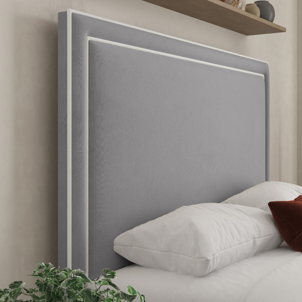 DS Living Verona Single Plush Grey Piping Bed Frame Image 2