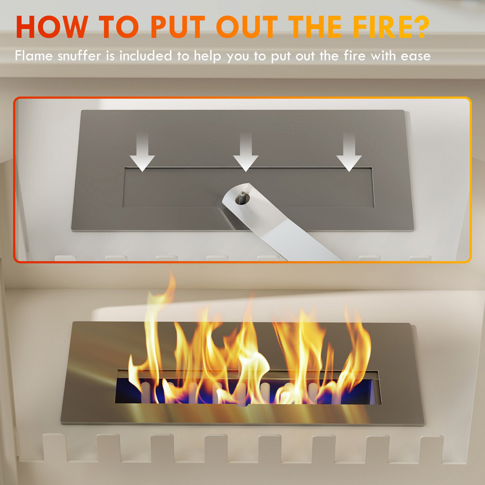 HOMCOM White Freestanding Ethanol Fireplace Stove 900ml Image 5