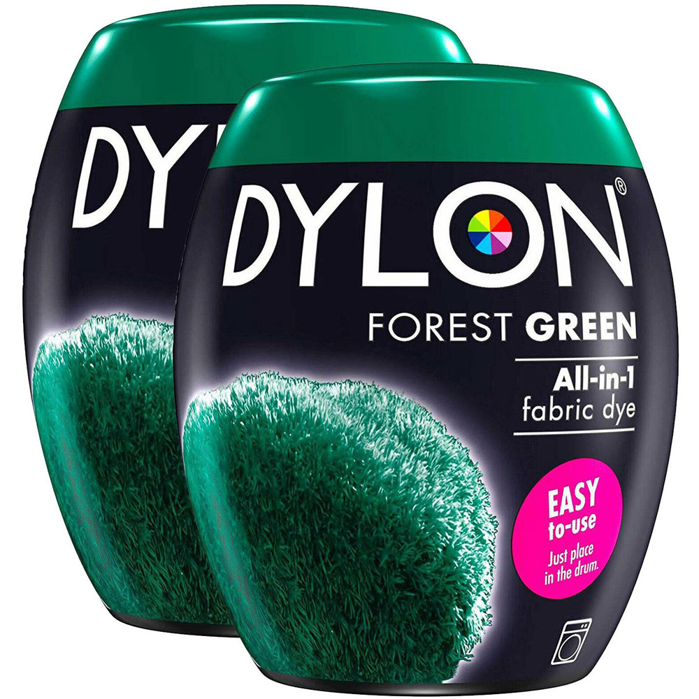 Dylon Forest Green Washing Machine Fabric Dye Pod 350g 2 Pack Image 1