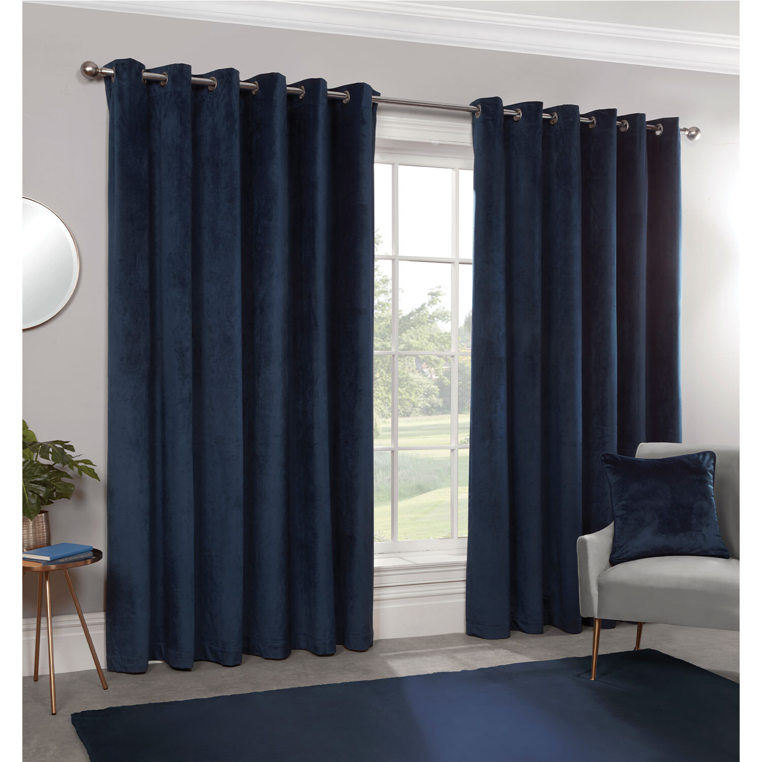 Divante Vermont Navy Velvet Blackout Curtains 229 x 229cm Image 2