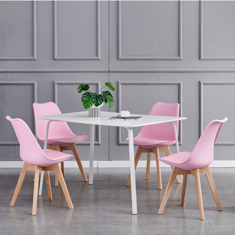 Eva Set of 4 Pink Padded Dining Chairs Image 8