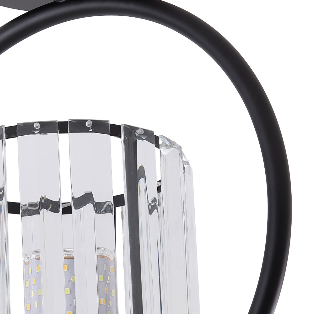 Living and Home Cylindric Shade Black Crystal E27 Ceiling Light Image 6