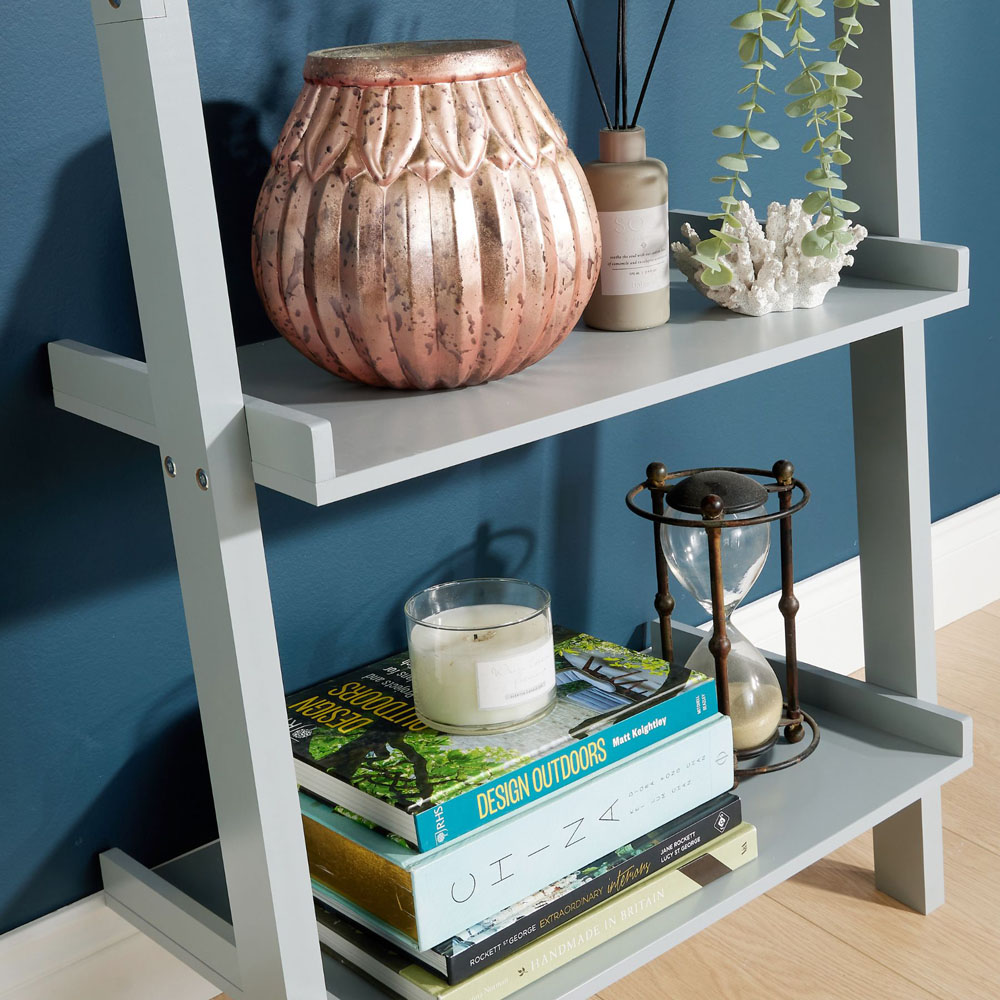 Home Source 4 Shelf Grey Ladder Storage Unit Image 3