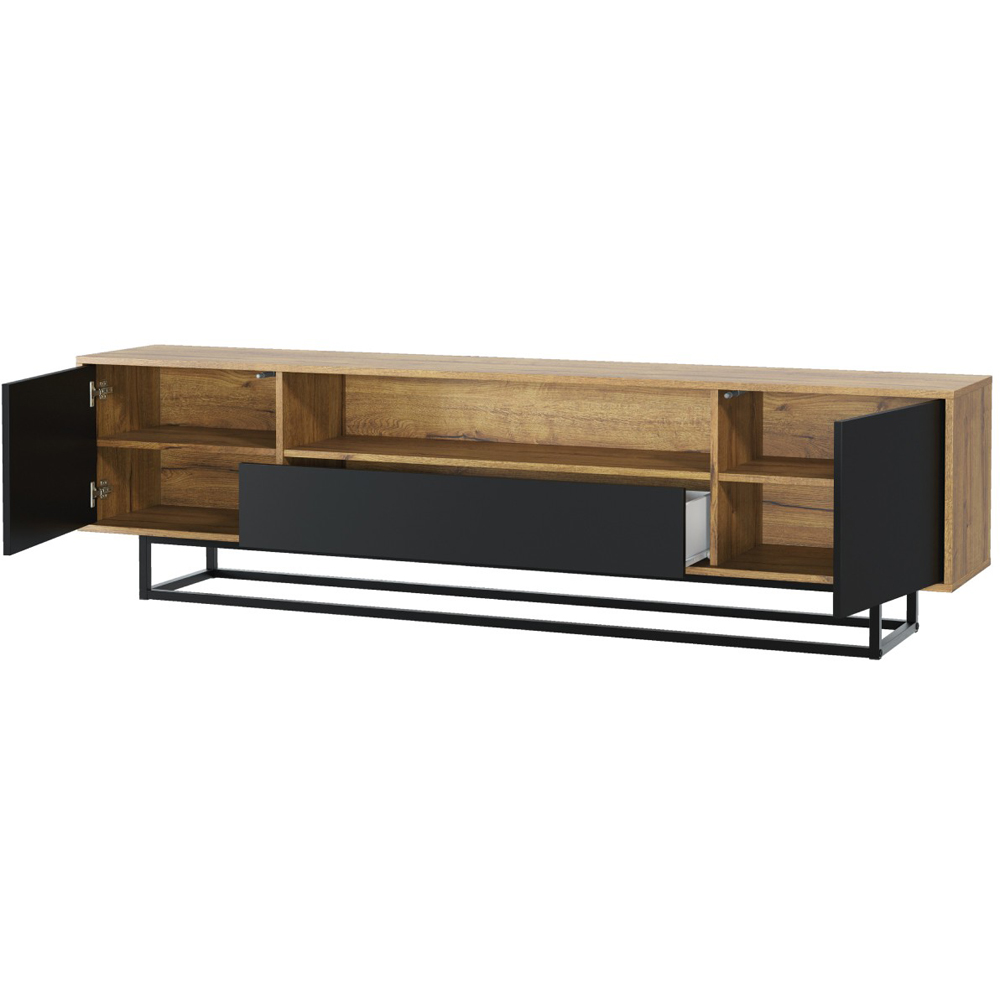 Creative Furniture Rift Loft Dark Oak and Black Matte 2 Door Single Drawer TV Unit Image 3