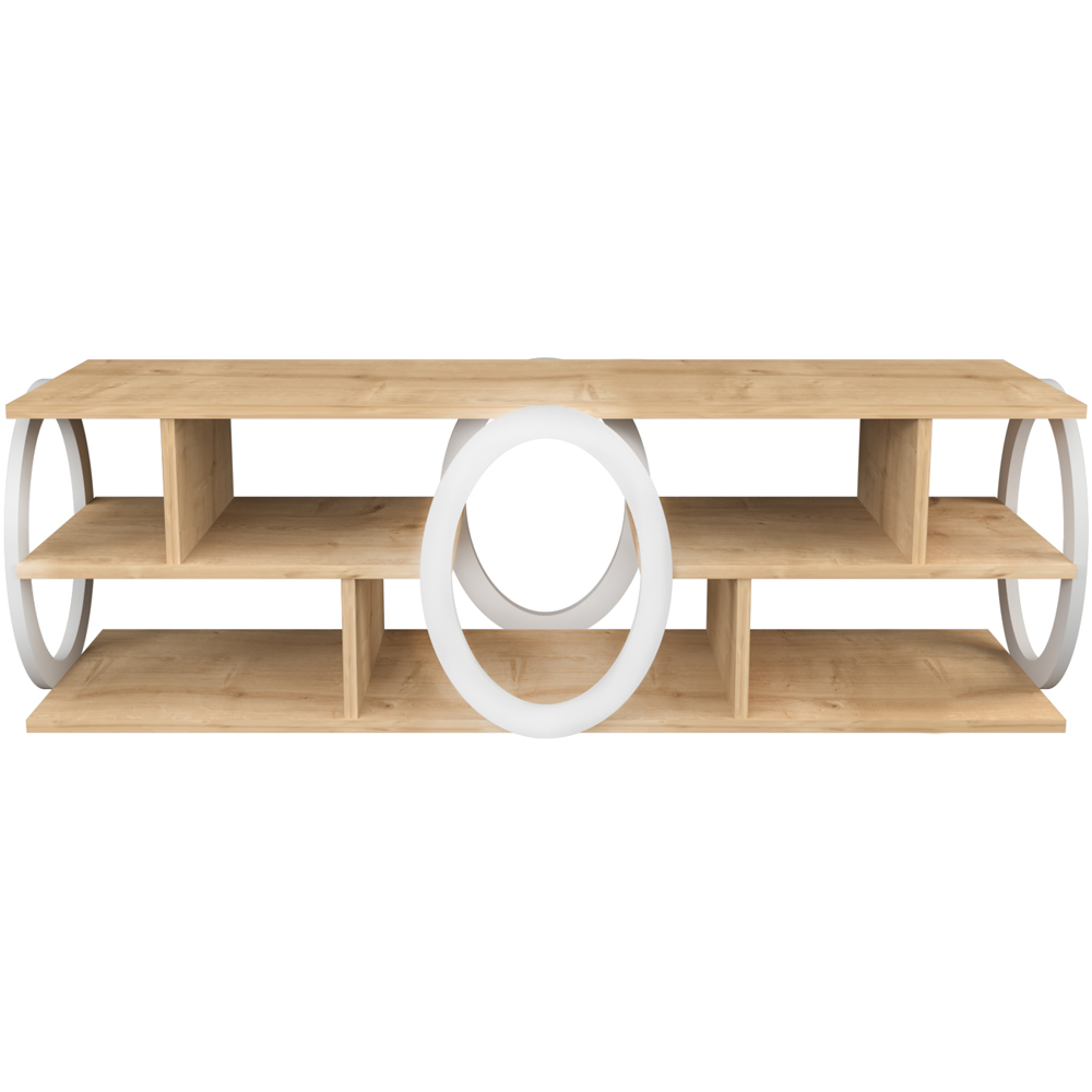 Decorotika Fale 7 Shelf Oak and White Modern TV Unit Image 2