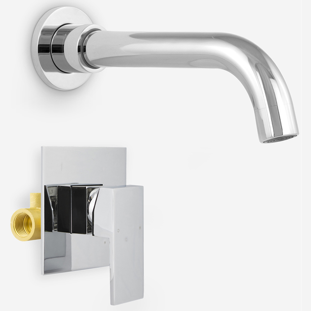 Nes Home Remy Chrome Wall Mounted Concealed Valve Mixer and Basin Mixer Tap Image 2