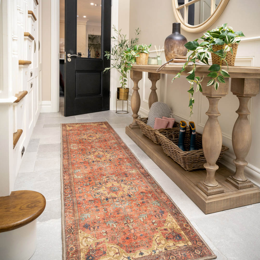 Kukoon Gold Coral Distressed Persian Inspired Rug 80 x 300cm Image 2