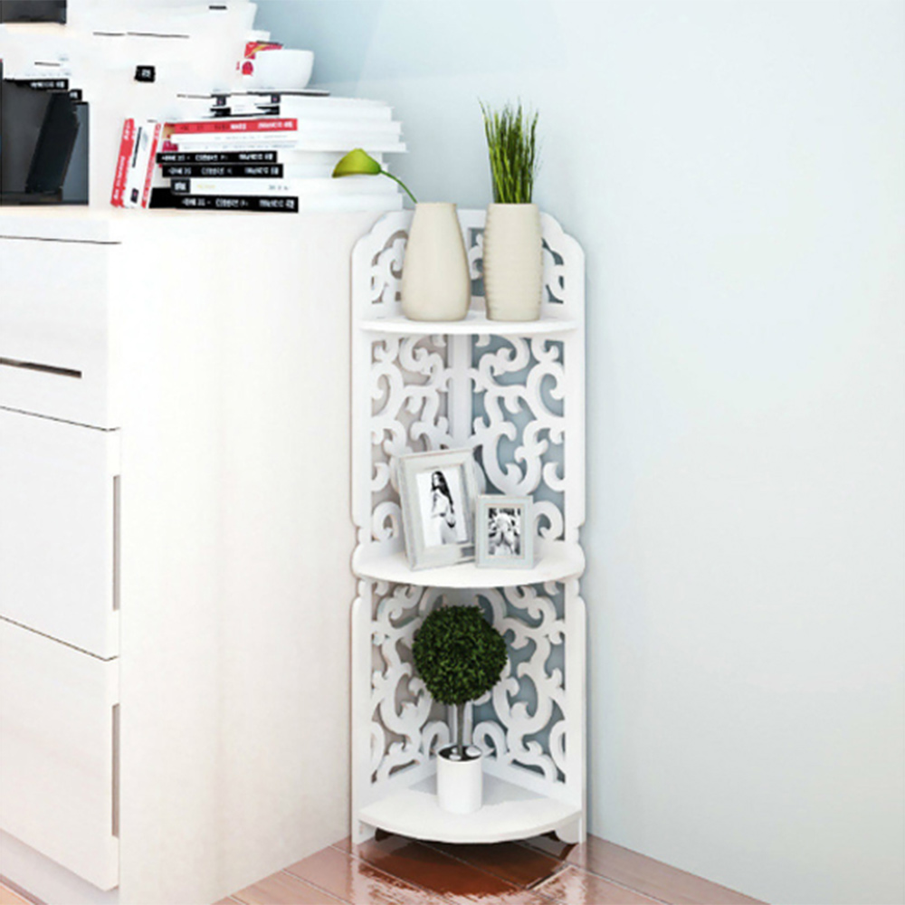 Living and Home 3-Tier White Corner Storage Rack Image 5