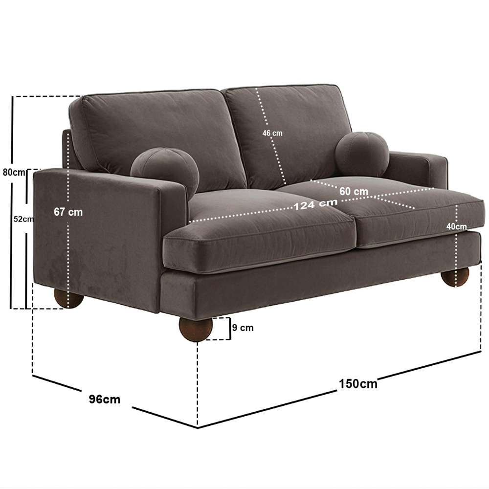 Solace+Co Addison 2 Seater Brown Velvet Sofa Image 6