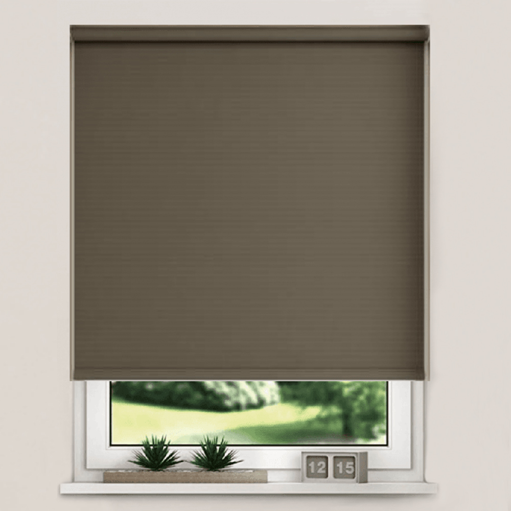 New EdgeBlinds Thermal Blackout Roller Blinds Chocolate 70cm Image 1