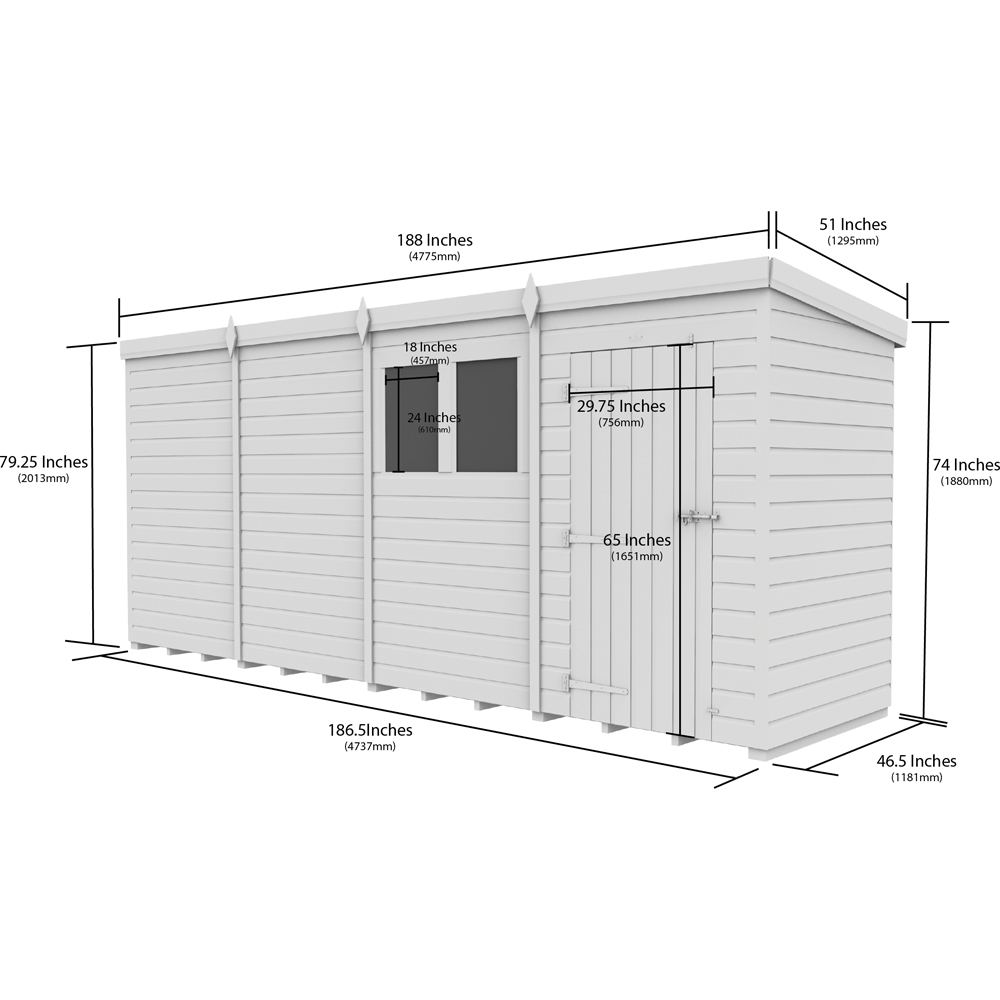 DIY Sheds 16 x 4ft Tongue and Groove Timber Pent Garden Shed Image 9