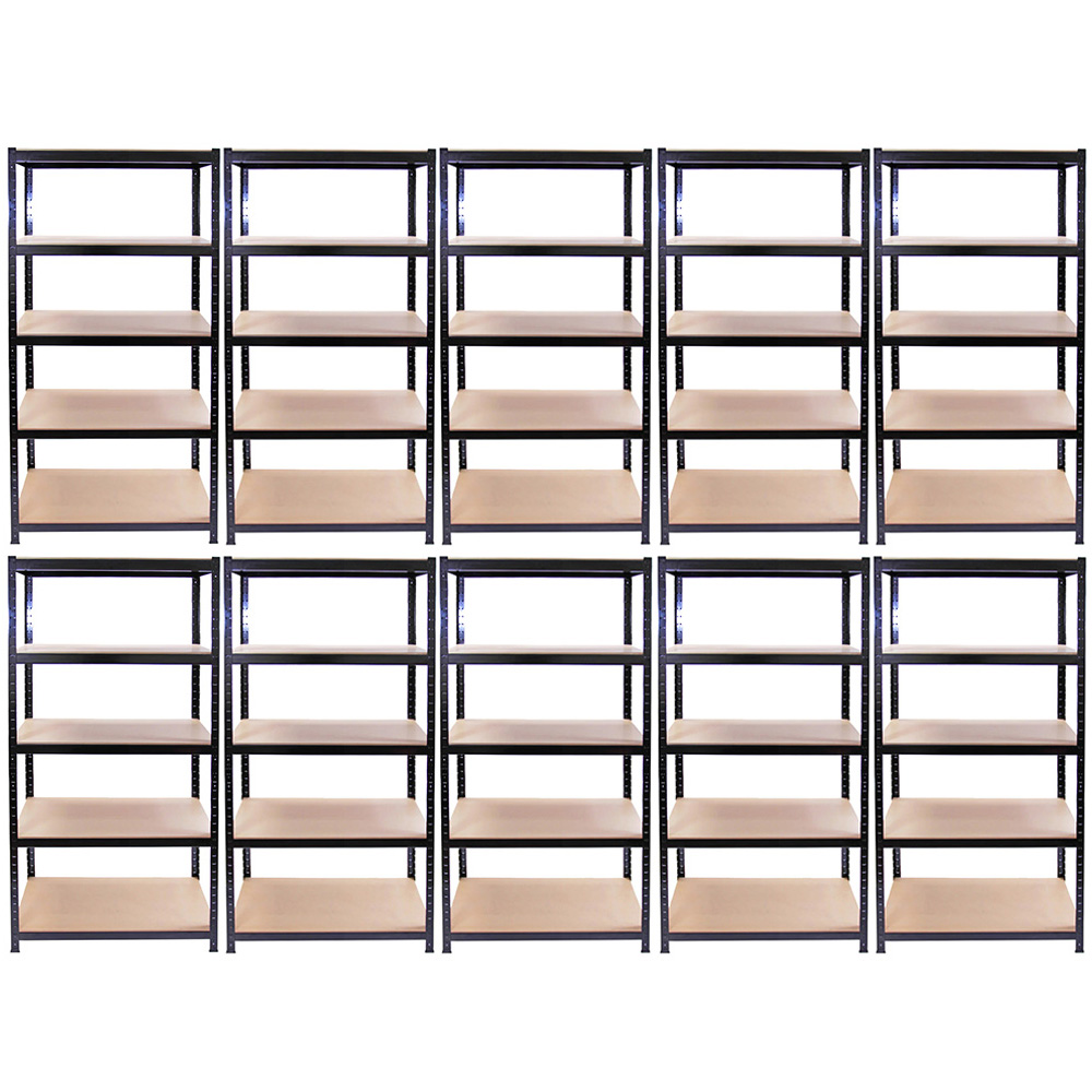 Monster Racking T-Rax Warehouse and Garage Black Metal Shelving 90cm 10 Pack Image 1