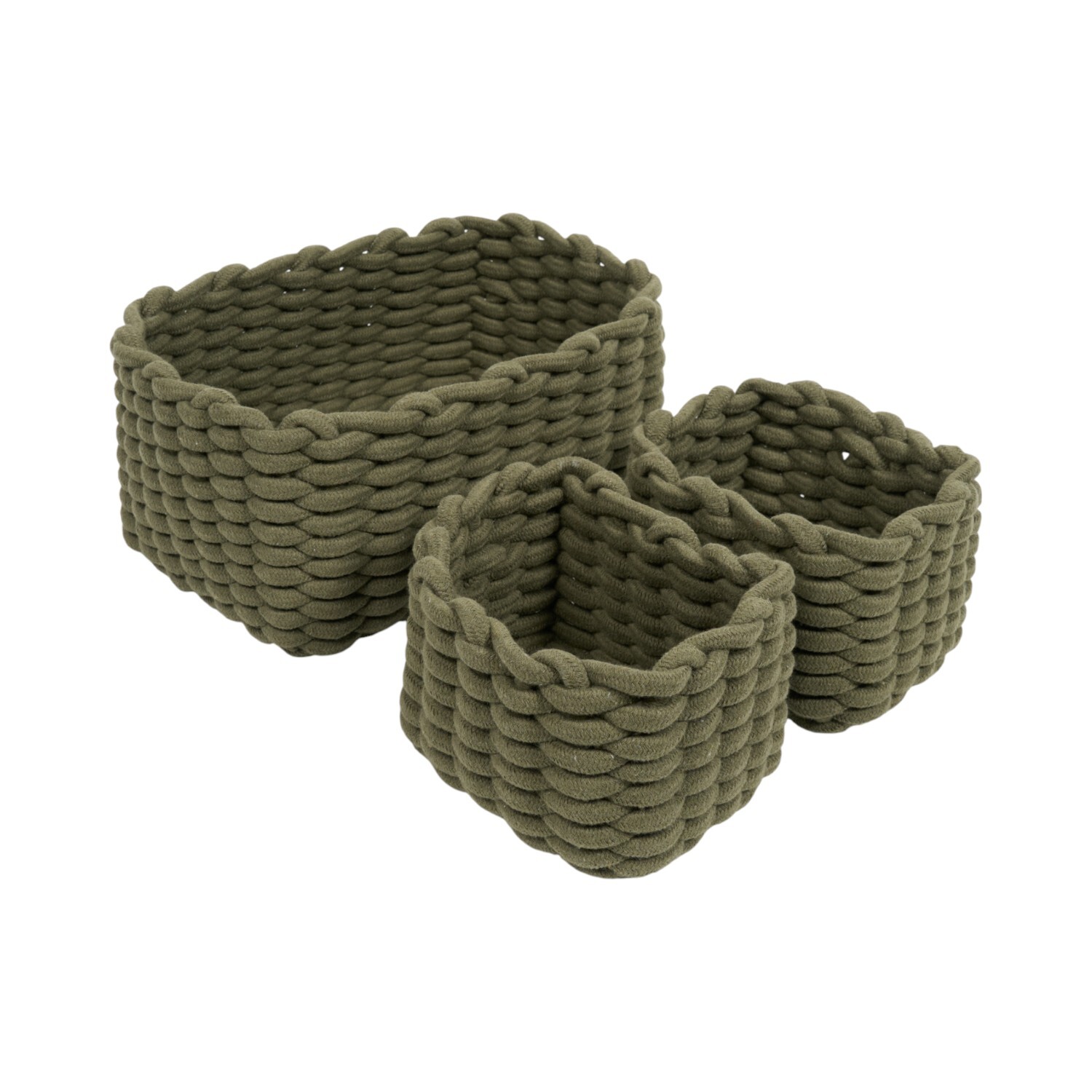 Set of 3 Woven Rope Baskets Olive Image 3