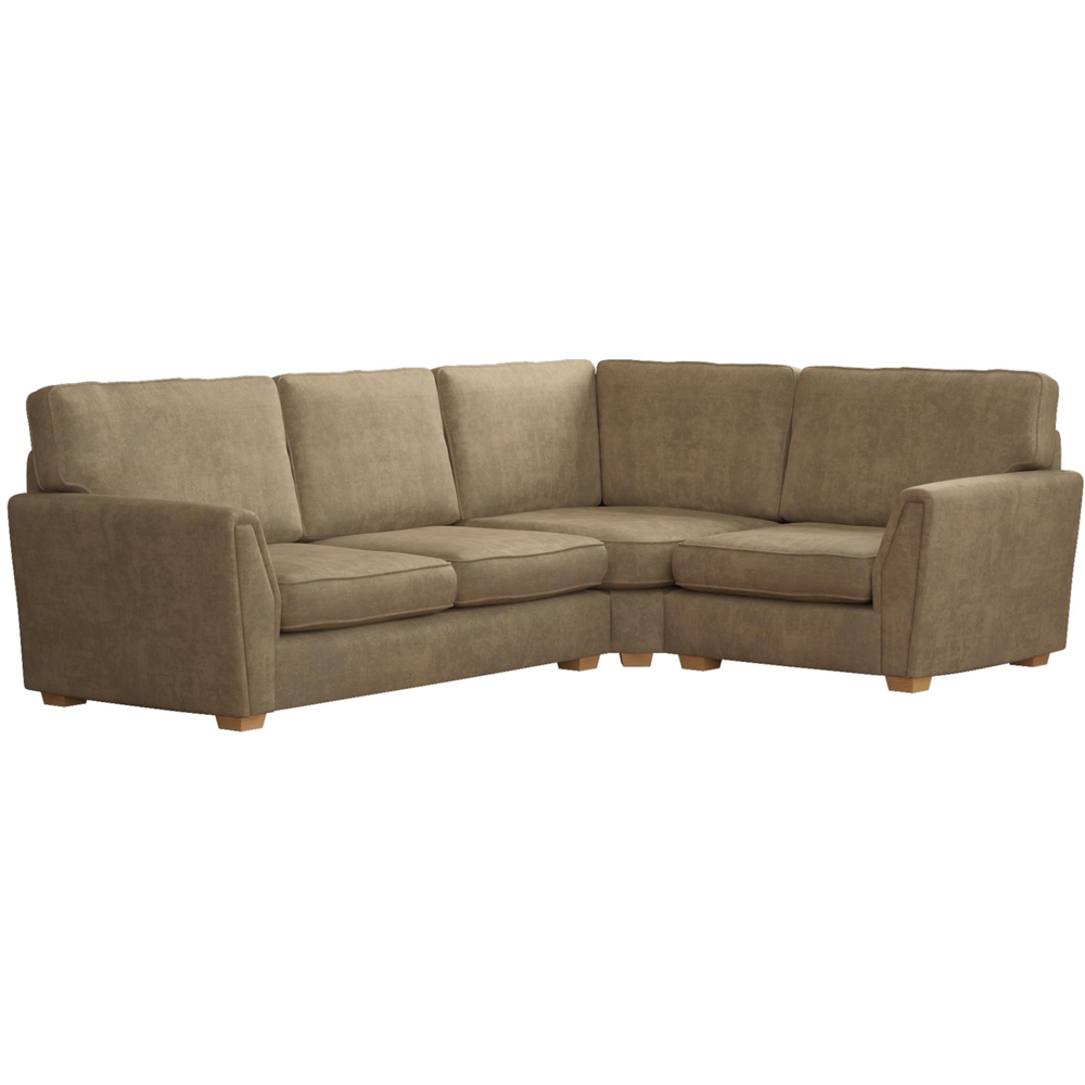 Wendleberry 3 Seater Mink Plush Velvet Fixed Back Right Hand Corner Sofa Image 2