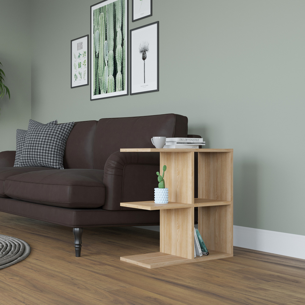 Decorotika Hamlet 4 Shelf Oak Side Table Image 3