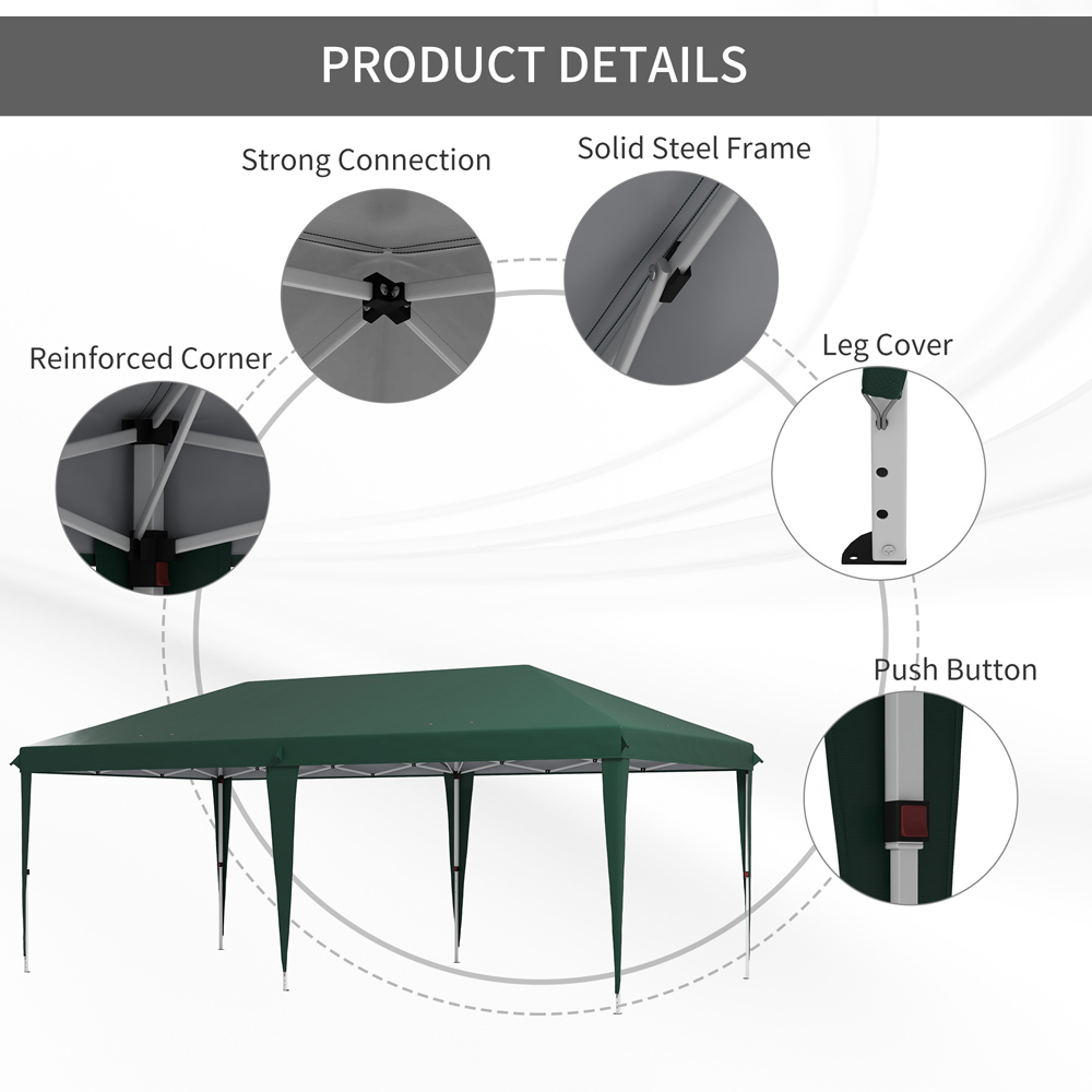 Outsunny 6 x 3m Green Pop Up Gazebo with Carry Bag Image 5