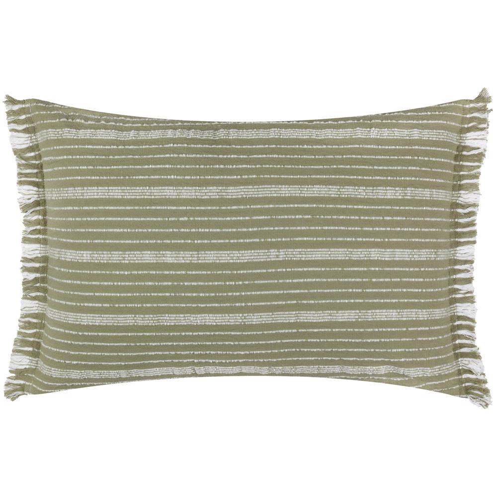 Yard Tide Textured Stripe Green Polyester Filled Outdoor Cushion Image 1
