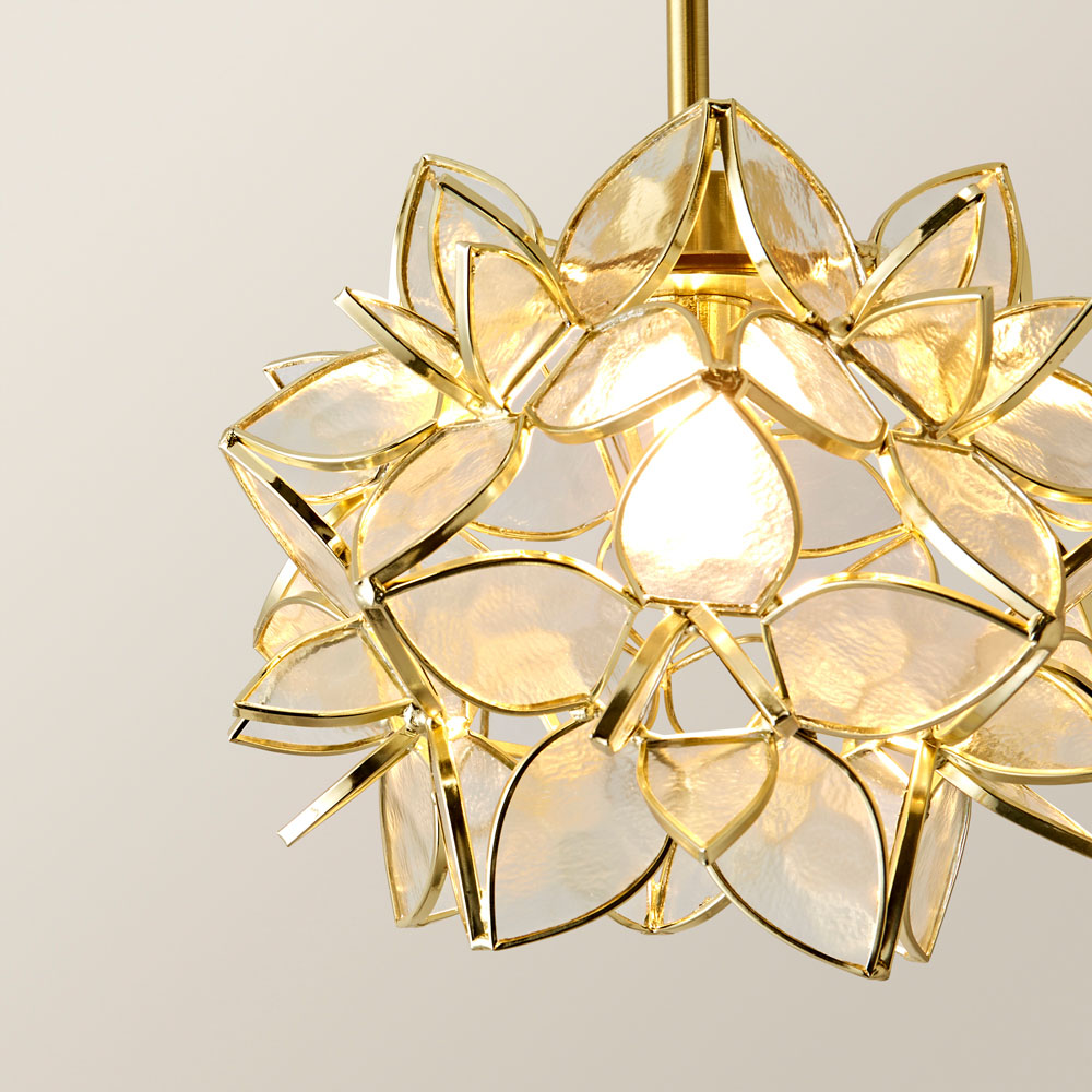 ValueLights Reine Clear Glass Shade Brushed Gold LED Ceiling Pendant Light Image 3