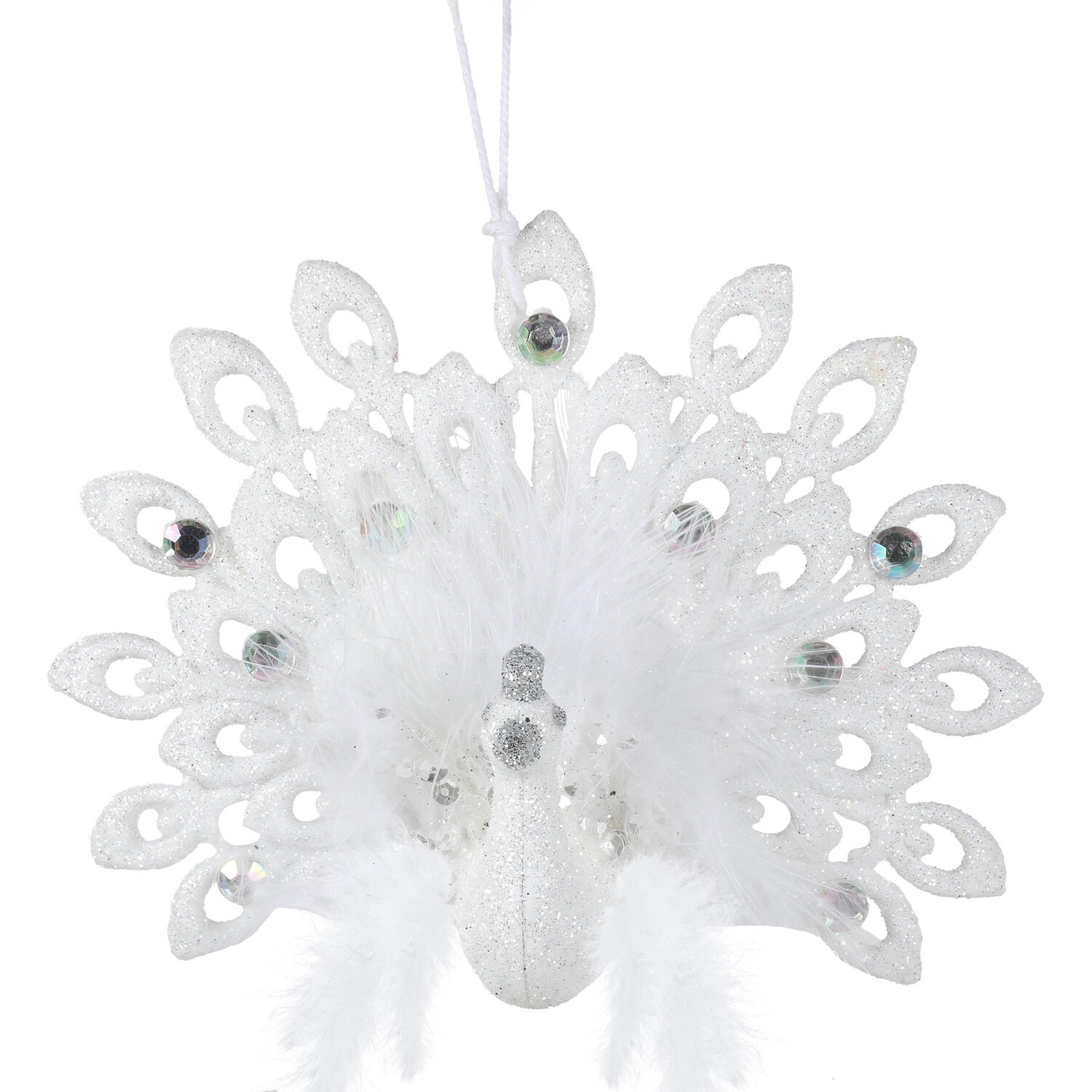 Majestic Peacock Hanging Decoration - White Image 1