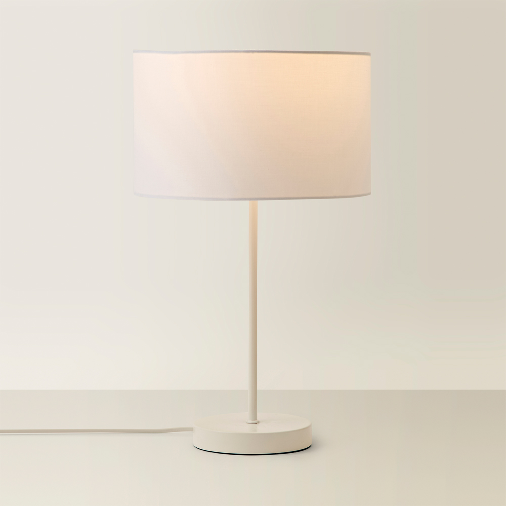 ValueLights Charlie Drum Shade White Table Lamp and Bulb Image 5
