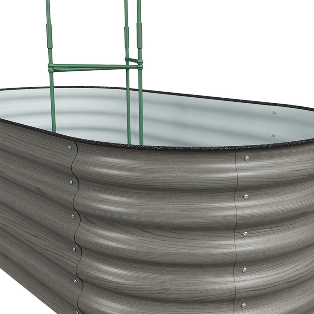Living and Home Grey Oval Galvanised Steel Raised Garden Bed 160 x 80cm Image 3