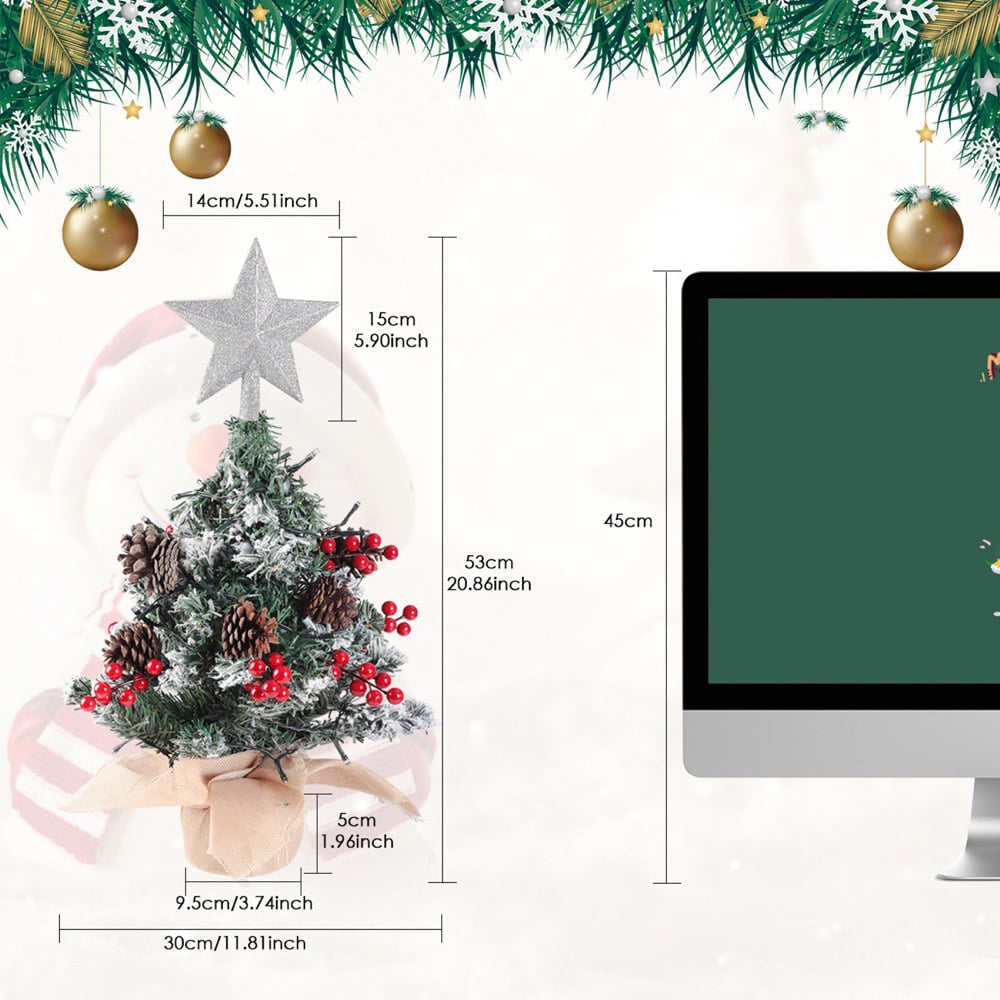 Living and Home Pre-Lit Tabletop Christmas Tree with Star Topper Image 9