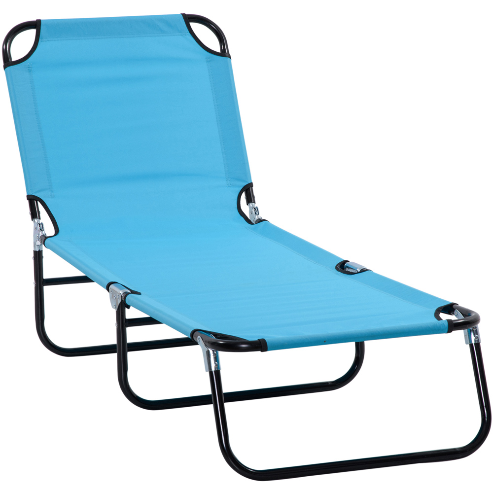 Outsunny Sky Blue Folding Recliner Sun Lounger Image 2
