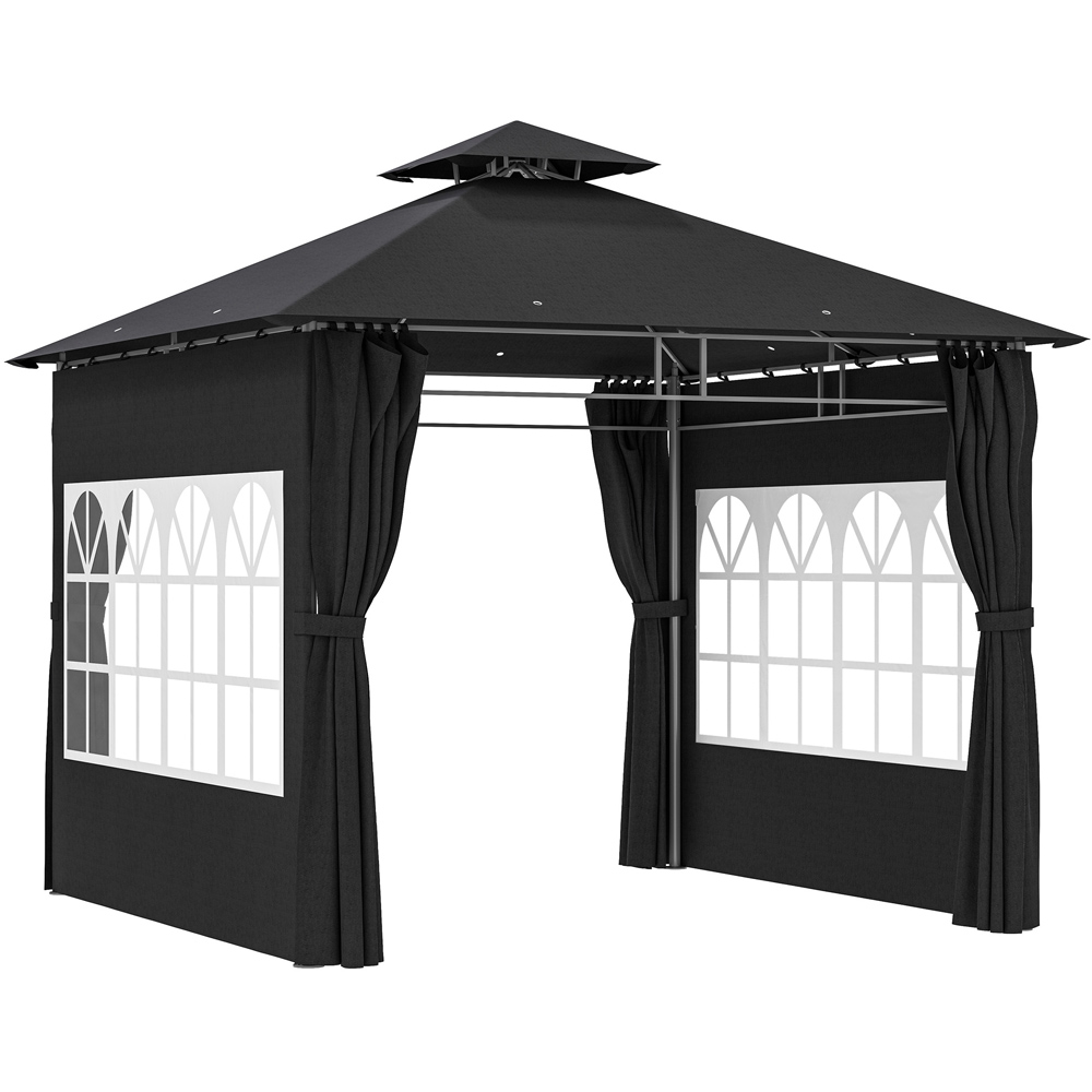 Outsunny 3 x 3m 2 Tier Black Canopy Garden Gazebo Image 2