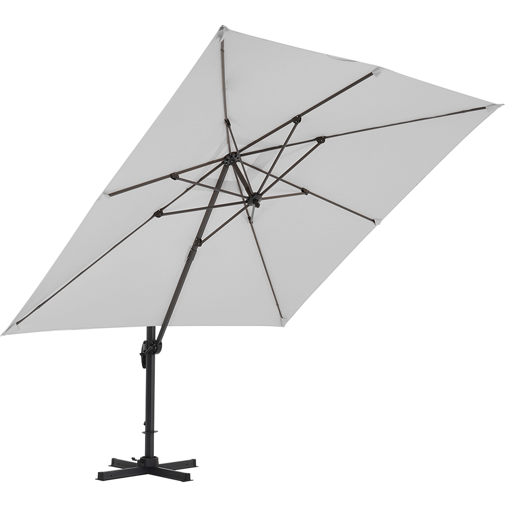 Living and Home Grey Square Rotating Tilt Cantilever Parasol with Cross Base 3m Image 3