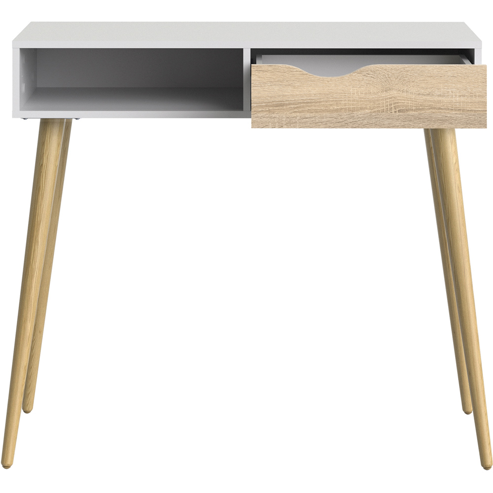 Florence Single Drawer Single Shelf White and Oak Console Table Image 6
