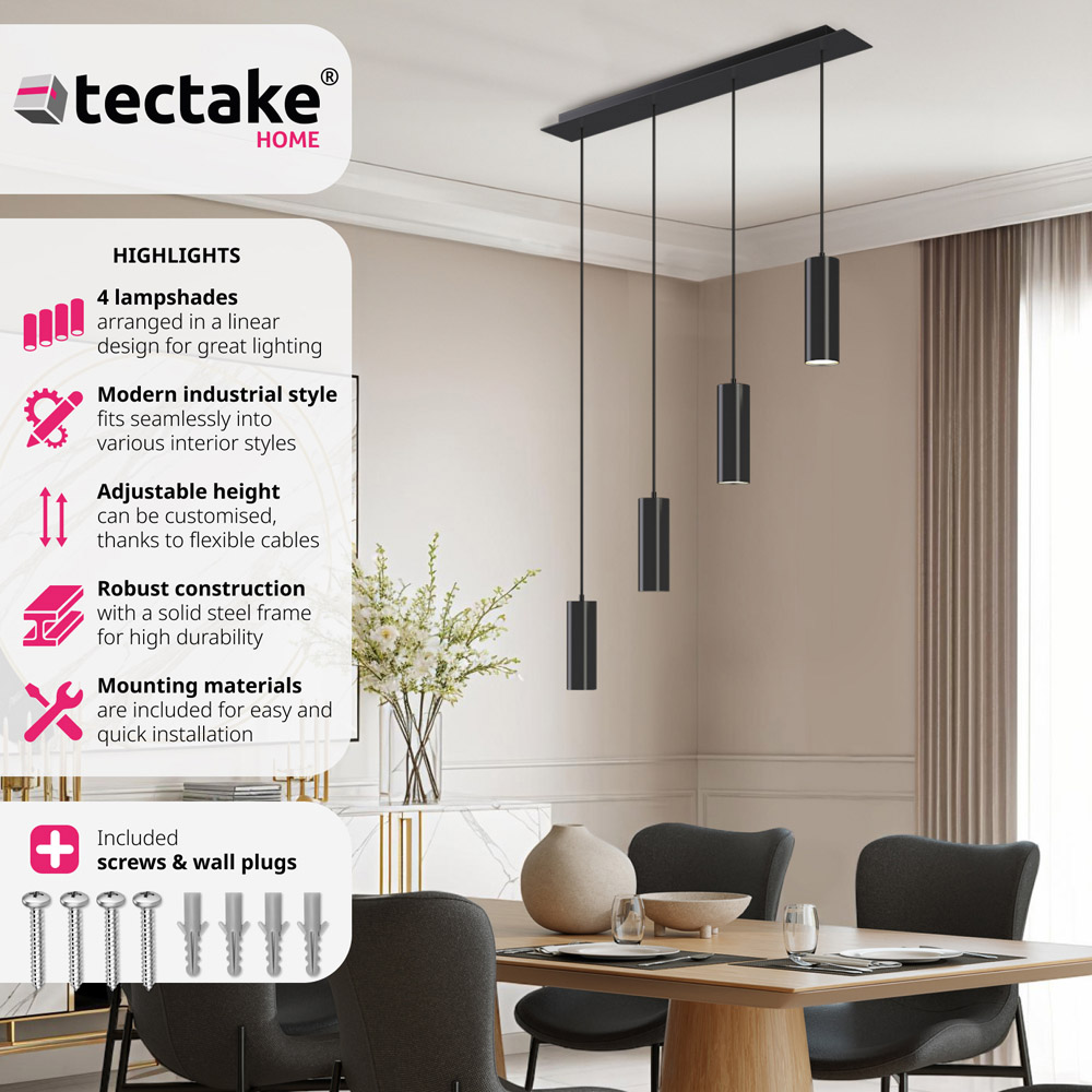 tectake Lumea 4 Pendant Ceiling Light Image 6