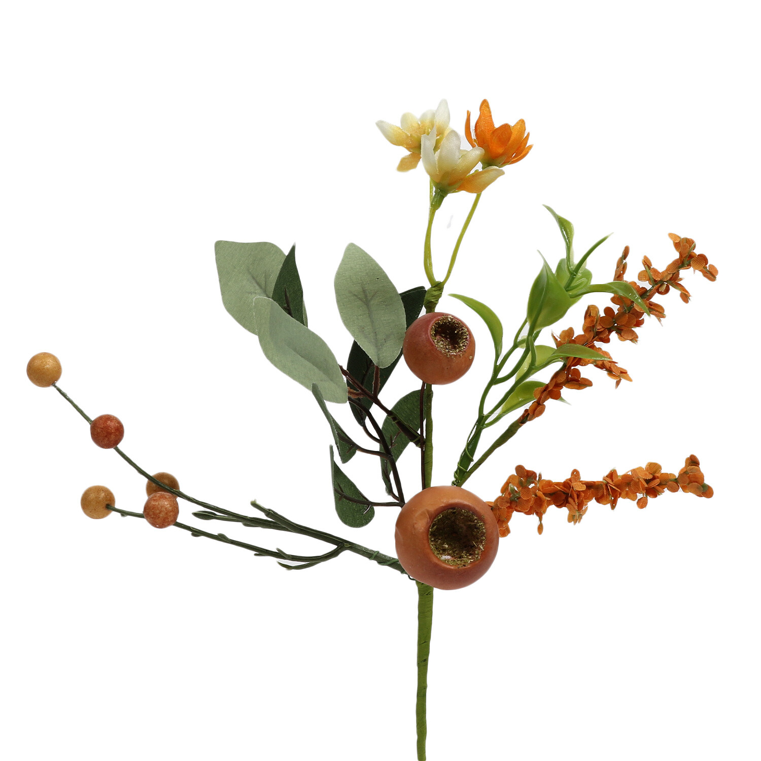 The Fall Collection Small Flower Orange and Green Pick - Orange Image 2