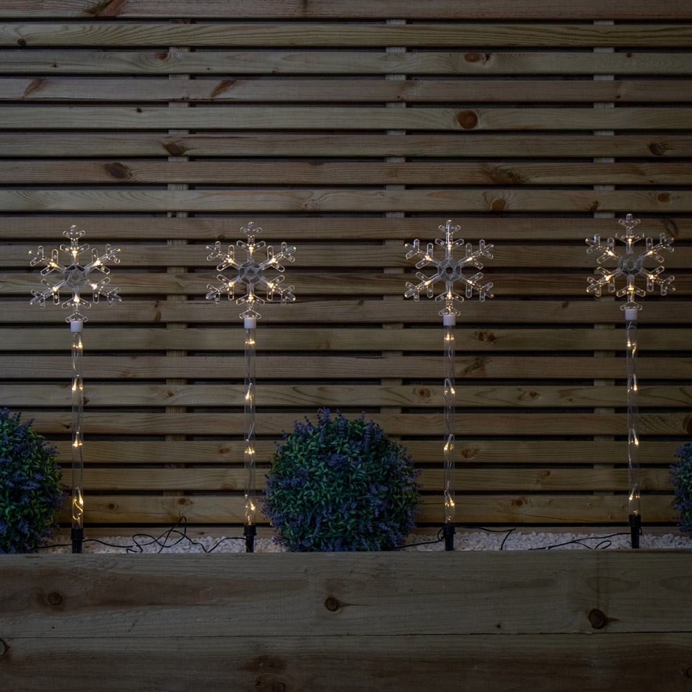 Samuel Alexander 4 Piece 40 Warm White LED Crystal Snowflake Christmas Path Light Set Image 9