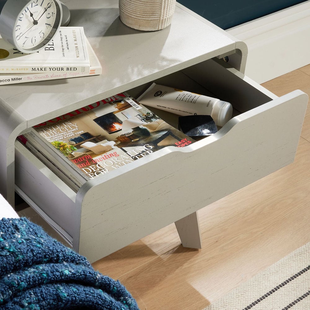 Home Source 2 Drawer Grey Bedside Table Image 5
