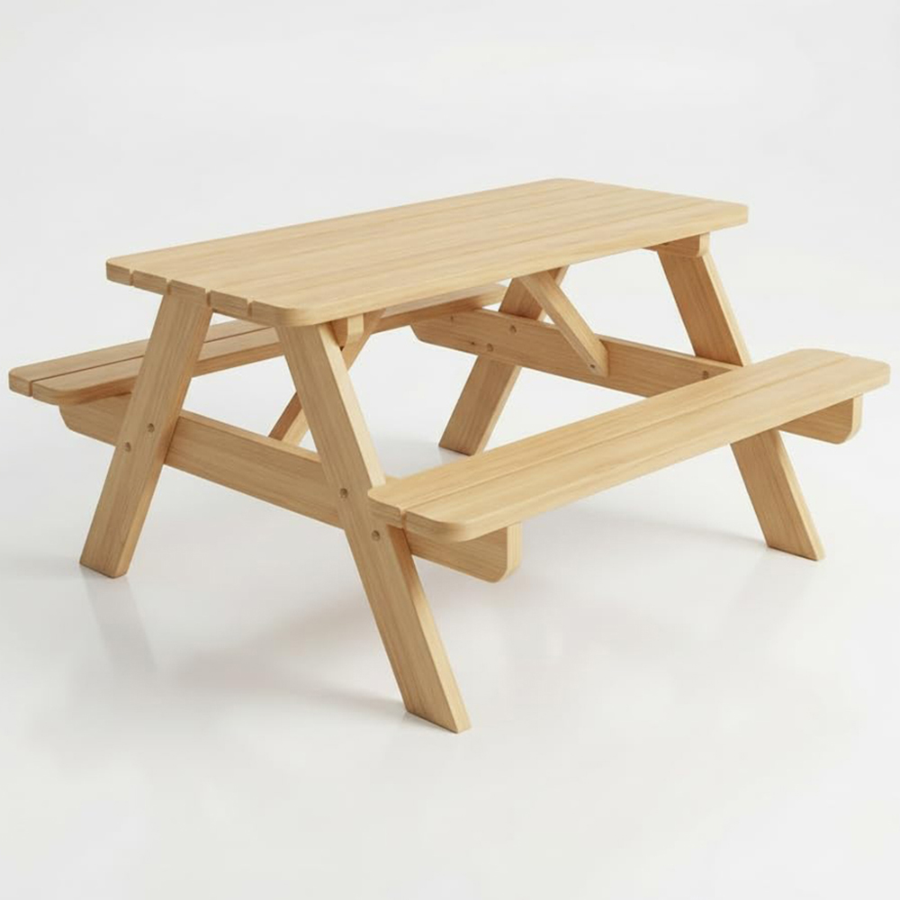 AMATA Children's Natural Classic Wooden Picnic Table Image 2