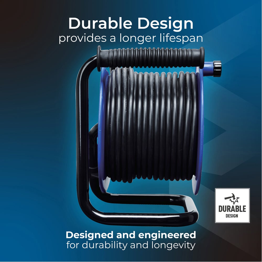 Masterplug Blue 13A 4 Socket Open Cable Reel 25m Image 8