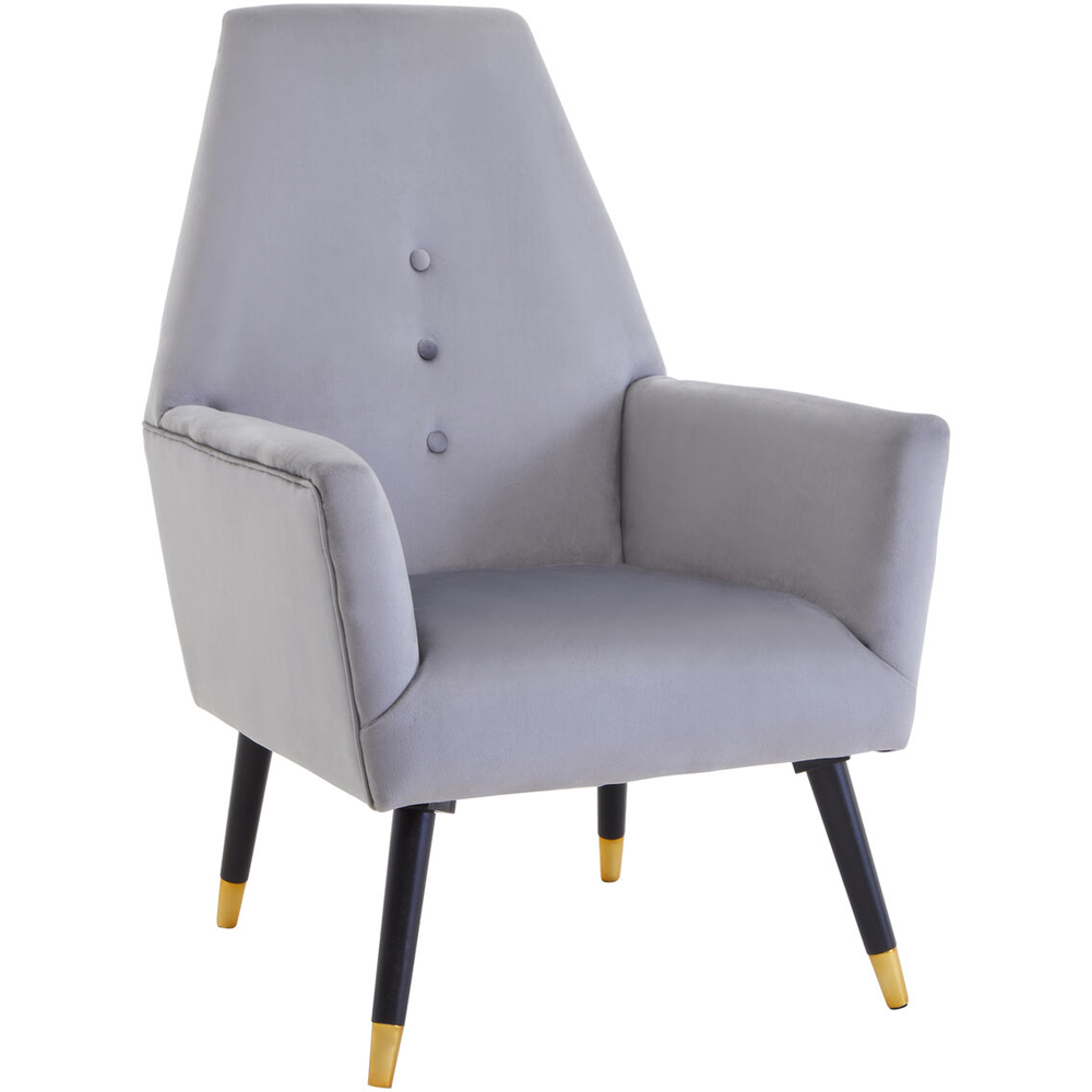 Premier Housewares Loretta Grey Velvet Button Tufted Accent Chair Image 2