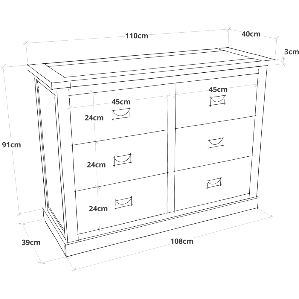Cabinet Bits Tirolo 6 Drawer Brown Brass Drop Handle Chest of Drawers Image 9