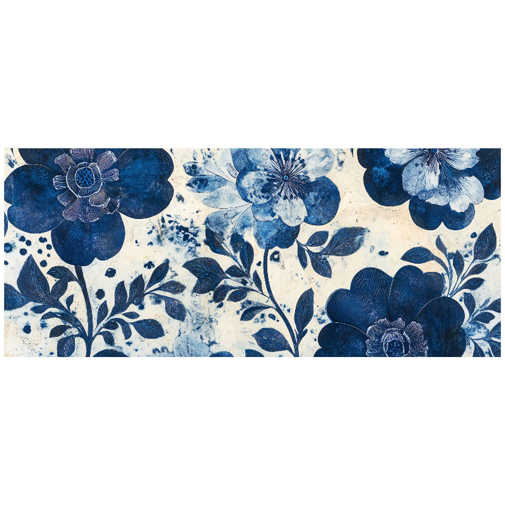 Warren Reed Designer Blue Floral Painting Bathroom Splashback 25 x 60cm Image 2