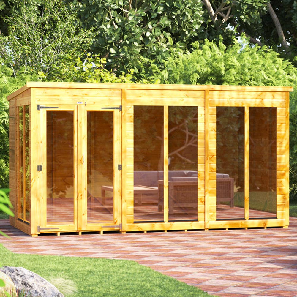 Power Sheds 12 x 6ft Double Door Pent Traditional Summerhouse Image 2