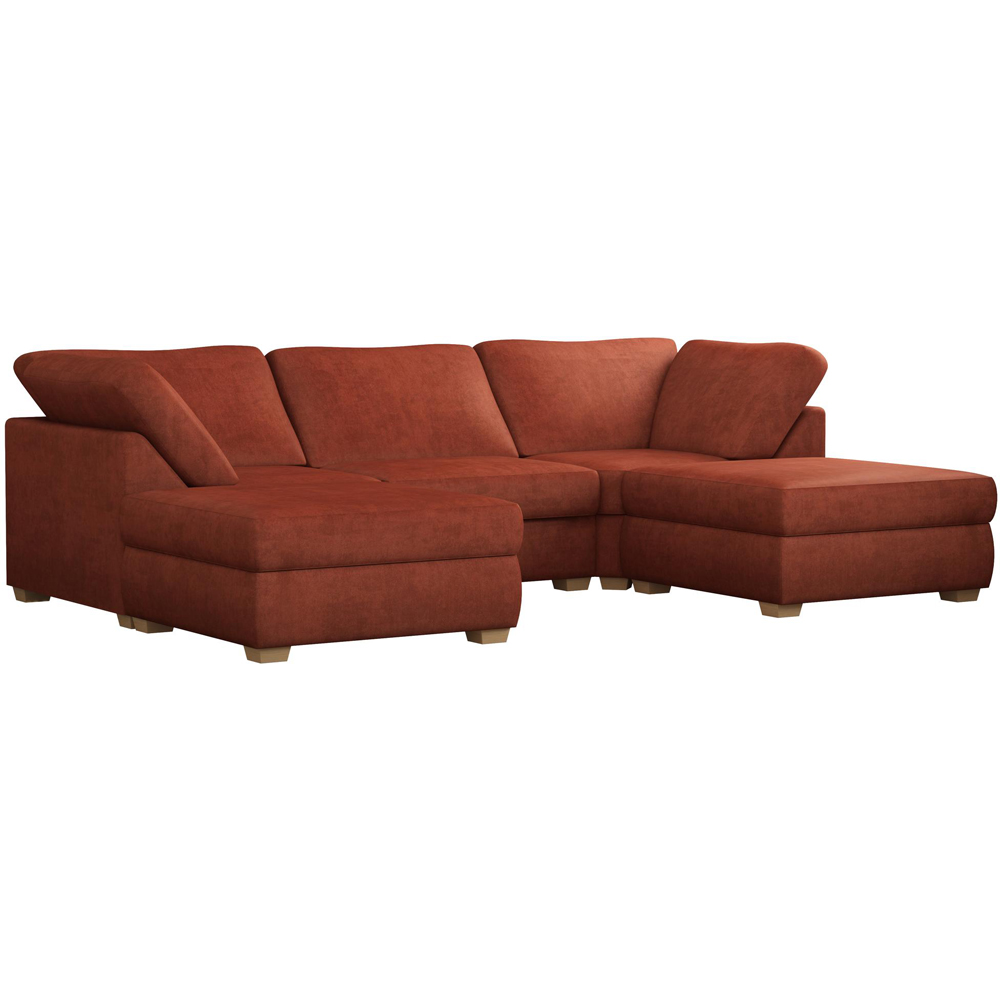 Nestle 5 Seater Marmalade Plush Velvet Fixed Back U-Shape Sofa Image 3