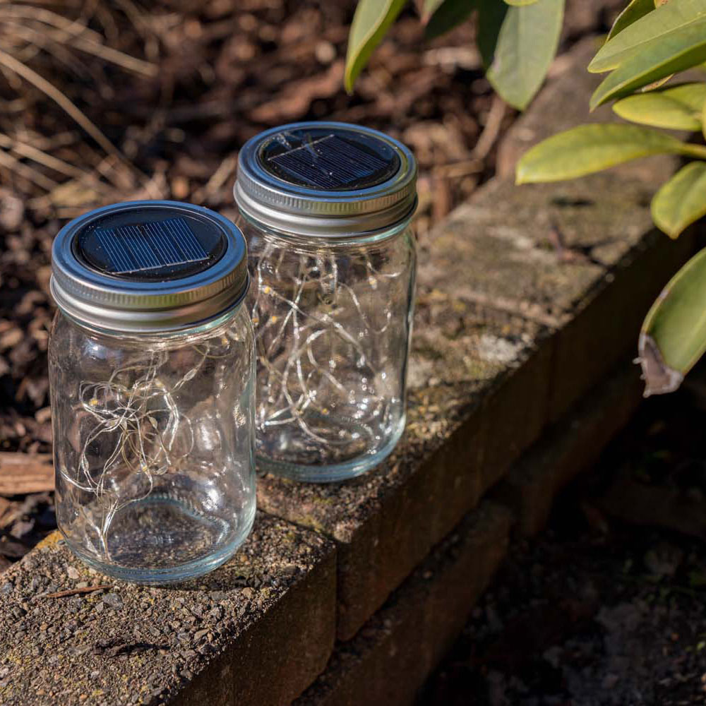 ValueLight Solar Jam Jars with Integrated LED Fairy Light Pack of 2 Image 3