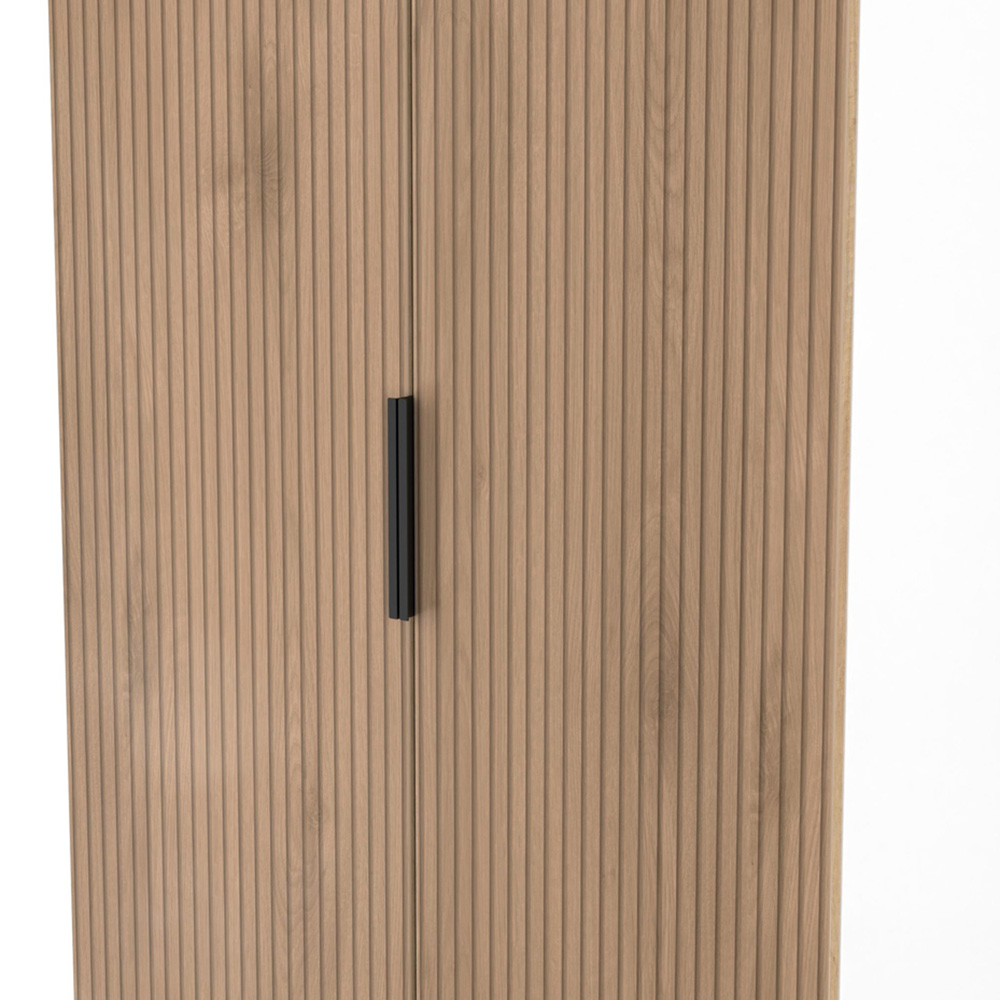 Crowndale Java 2 Door 2 Drawer Slatt Effect and White Wardrobe Image 7