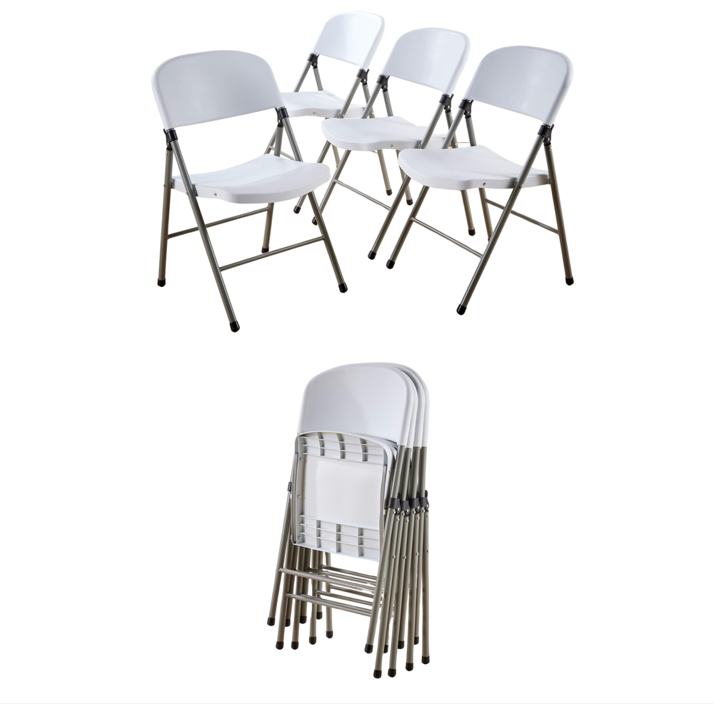 Home Source Set of 4 White Folding Chairs Image 2