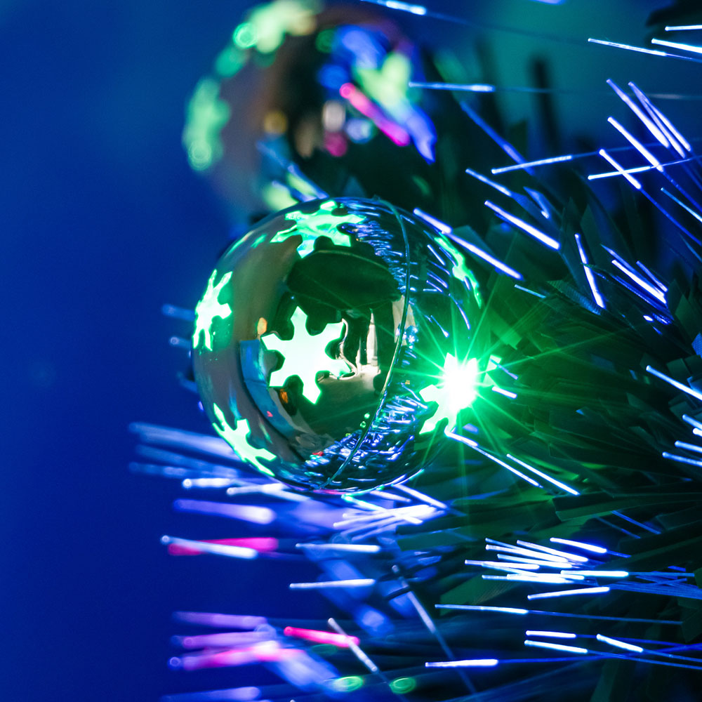The Christmas Centre Multicolour LED Green Fibre Optic Artificial Xmas Tree with Baubles 4ft Image 5