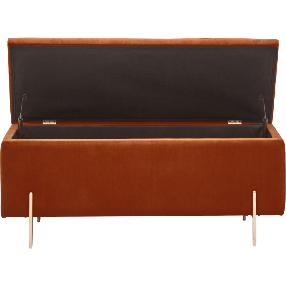 GFW Mystica Russet Velvet Ottoman Storage Bench Image 3