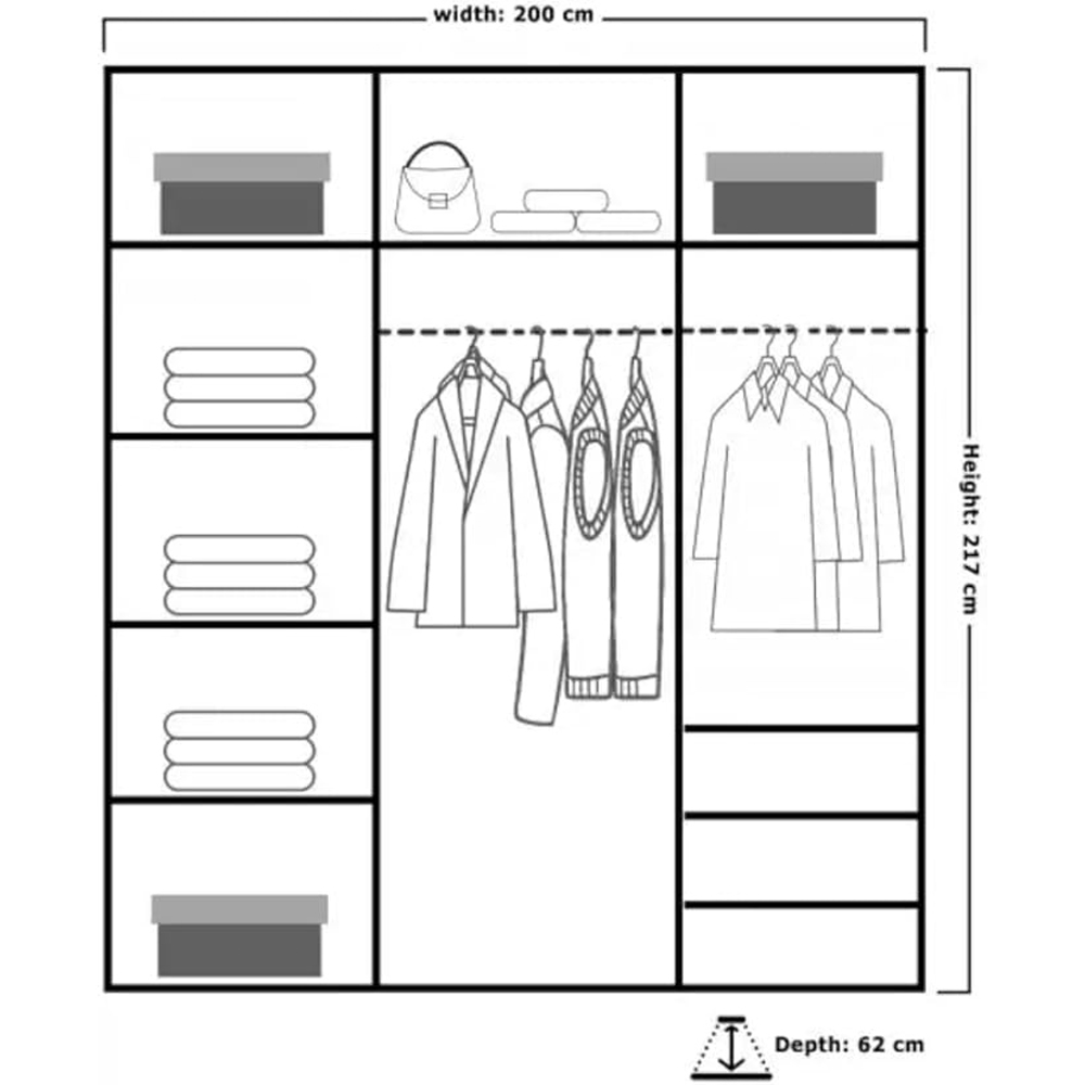 Sliding Wardrobes 4U 2 Sliding Door Oak Modern Grid Mirrored Wardrobe Image 5