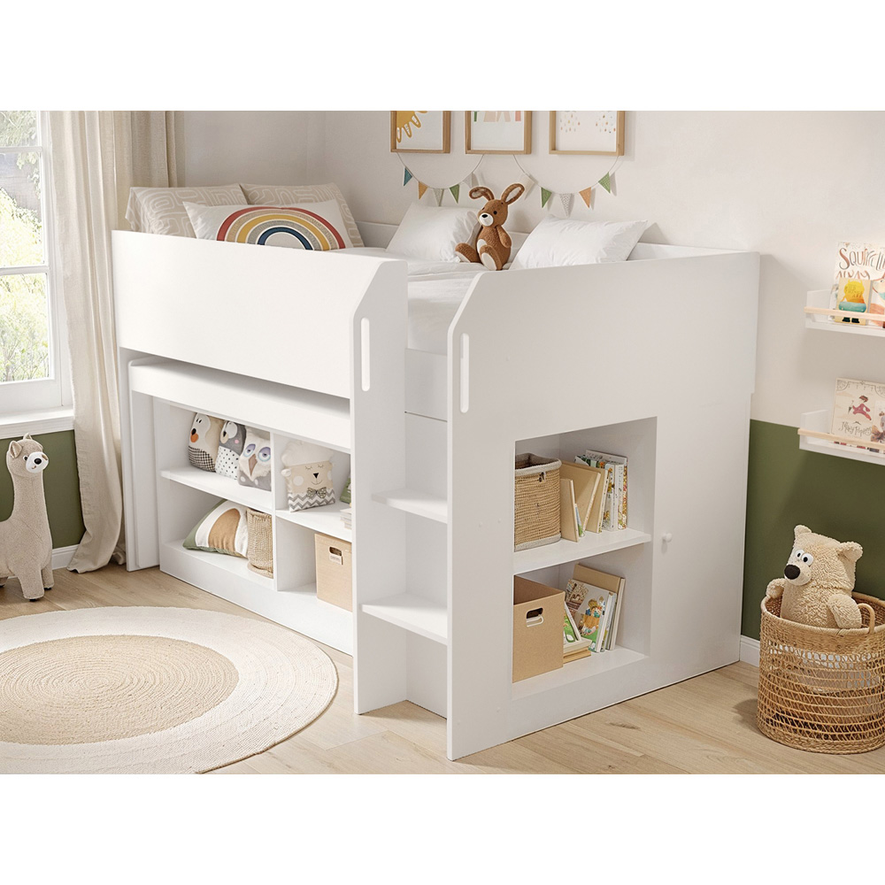 Flair Aiden Single White Cabin Bed Mid Sleeper Image 6