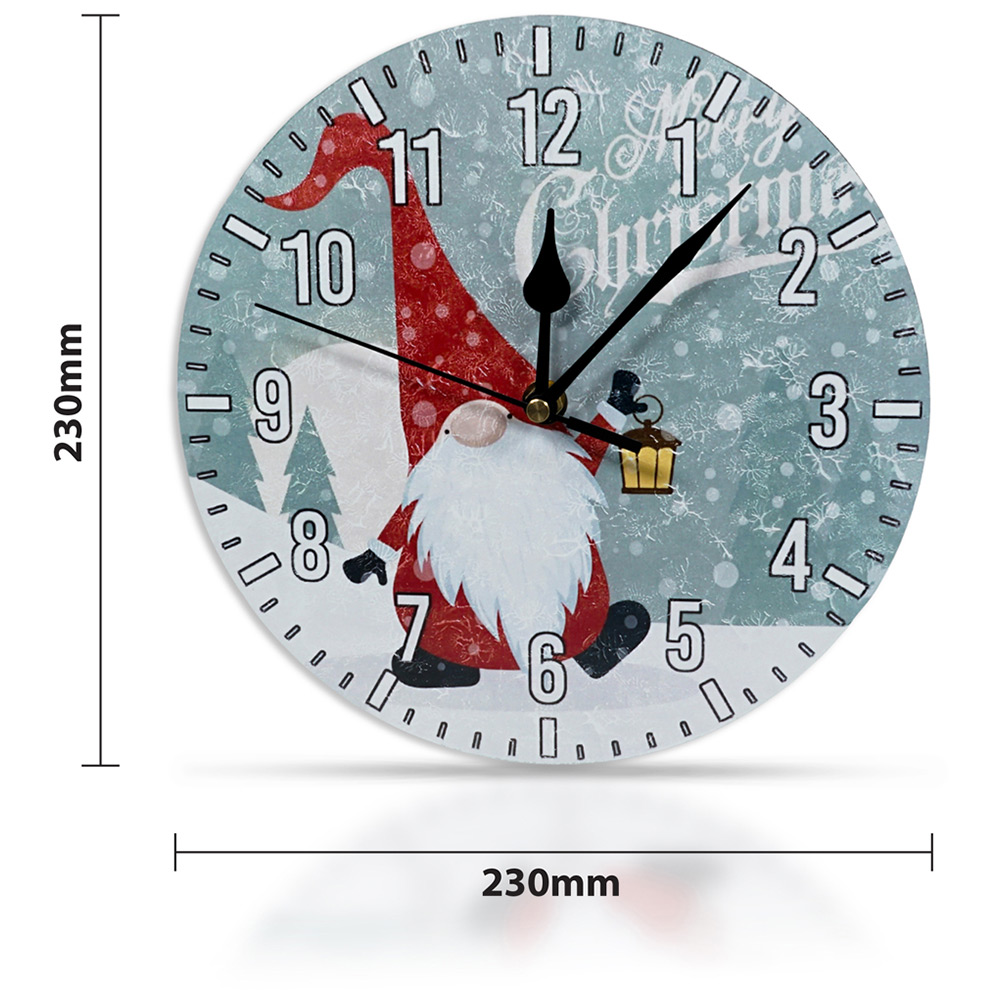 Xmas Haus Christmas Gonk Santa Round Wall Clock 23cm Image 3