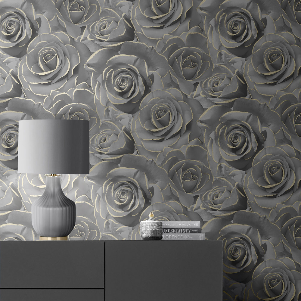 Muriva Madison Glitter Black Wallpaper Image 3